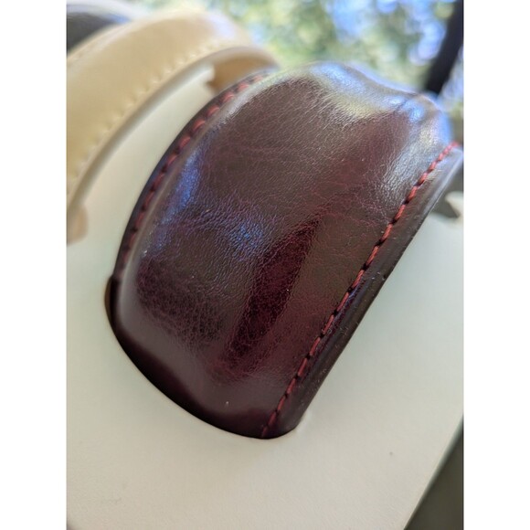 ZARA Women NEW Pack Of 3 Leather Cuff Bangle Bracelets Burgundy Green Cream Bend - Picture 4 of 14